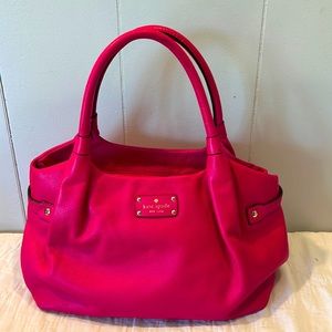 KATE SPADE Berkshire Road Stevie Satchel Hot Pink( Magenta ) Pebble Leather